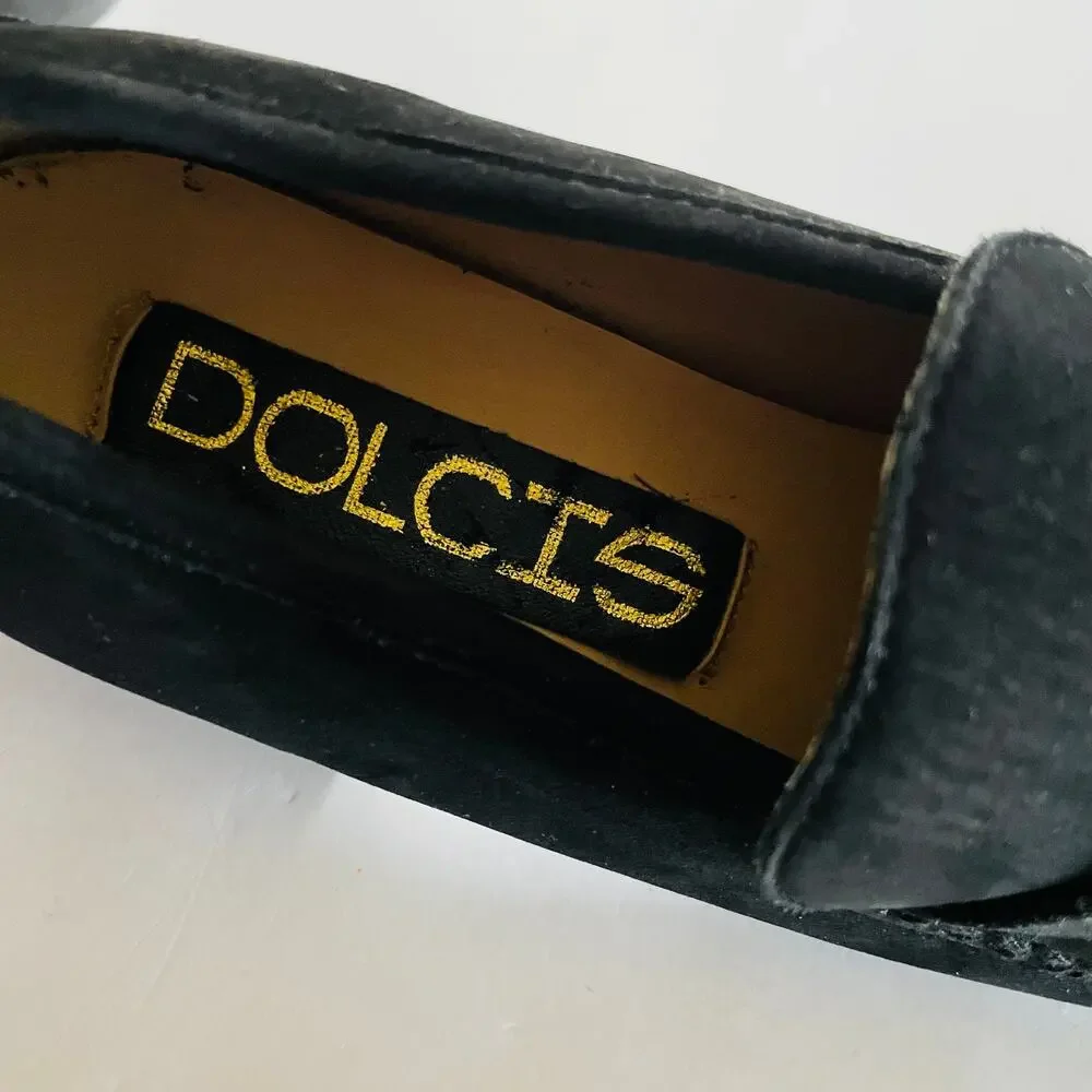 Dolcis Leather Black Suede Loafers Size 6